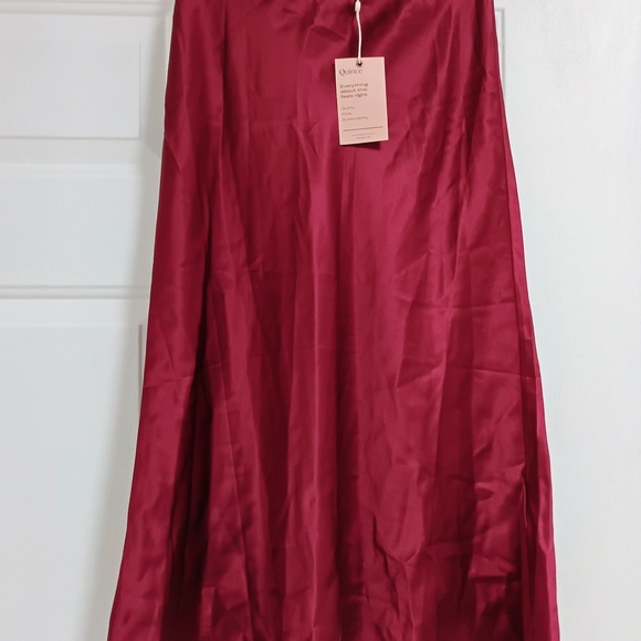 Quince Silk Midi Skirt Burgundy XS - Picture 2 of 7